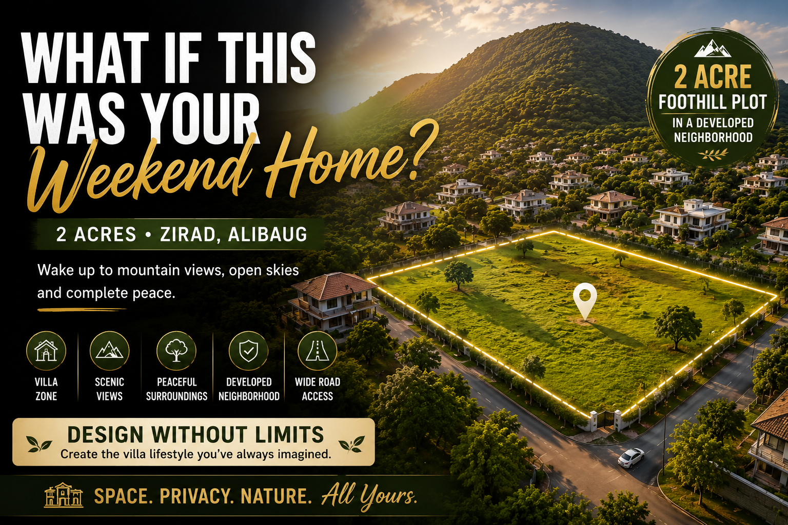 Road access to land parcel in Zirad Alibaug Maharashtra
